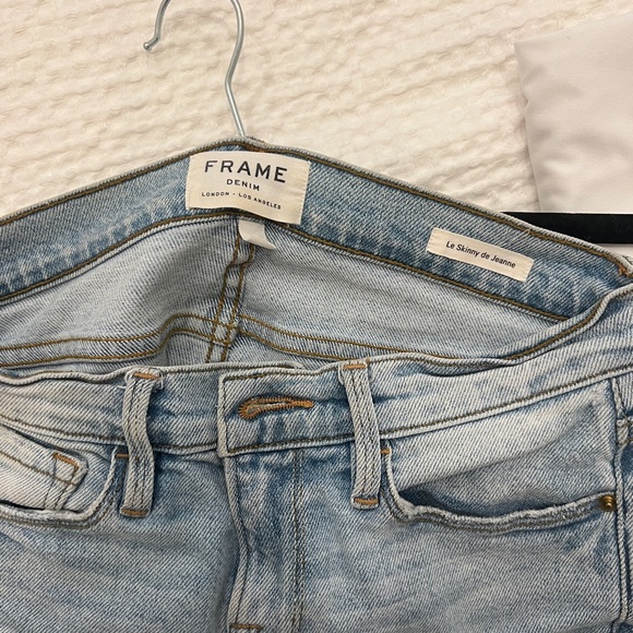 FRAME WOMENS LE SKINNY LE JEANNE JEANS LIGHT BLUE LOW RISE SIZE 25 - Picture 5 of 6